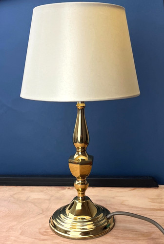 Polished brass table lamp - brass,