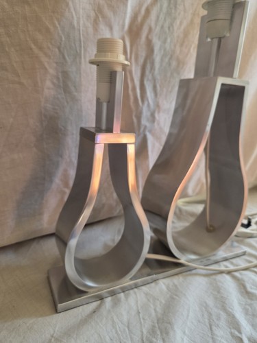 Pair modern silver metal - silver,
