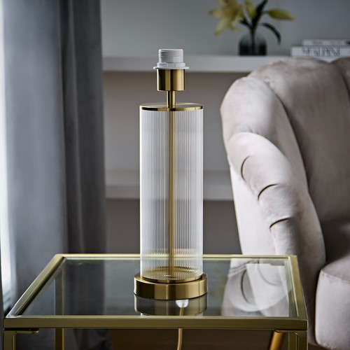 Ribbed glass table lamp base - ribbed,